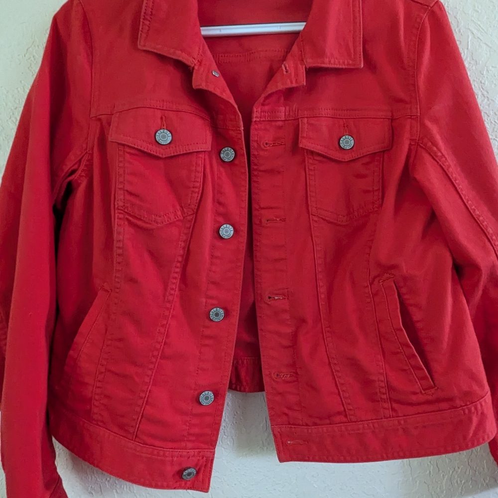 Talbots Vibrant Red Jean Jacket Medium